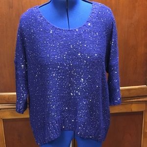 High Low Pretty Sparkly Royal Blue Sweater